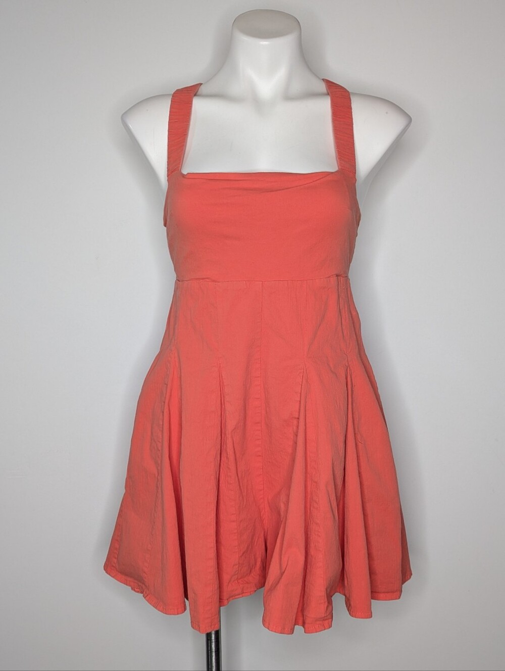 Louna Coral Orange Pink Tie Back Sleeveless Romper L